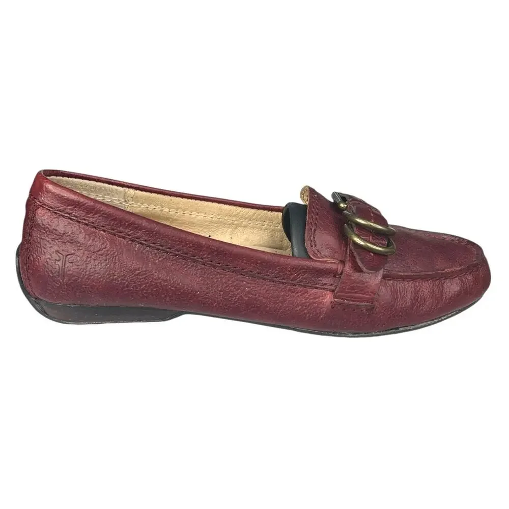 Frye Women’s Brown Leather Slip On Buckle Loafers Size US 8